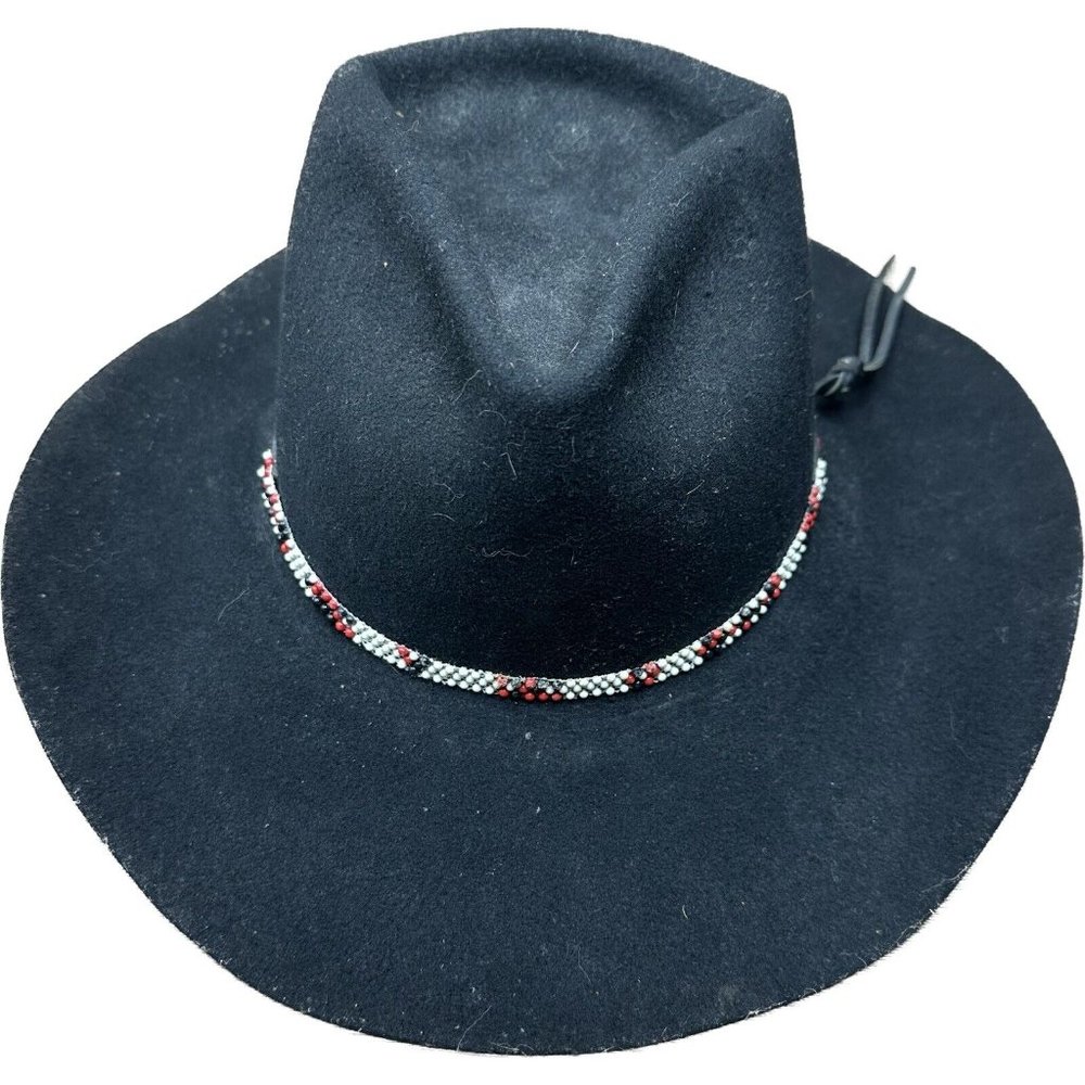 Vintage Eddie Bros Chris Eddy XX Fur Blend Western Cowboy Hat Black Red USA 7